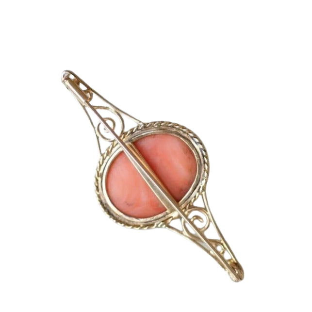 Broche en or jaune et camée corail - Castafiore