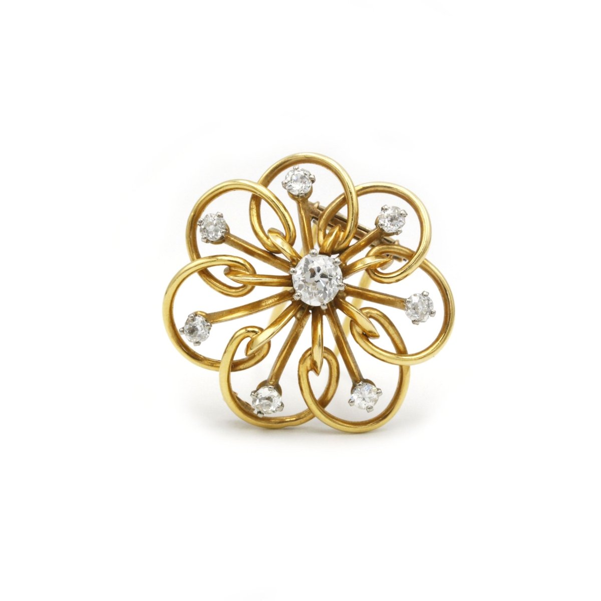 Broche en or jaune et diamants - Castafiore