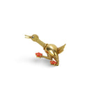 Broche Épingle Canard en or jaune et corail - Castafiore