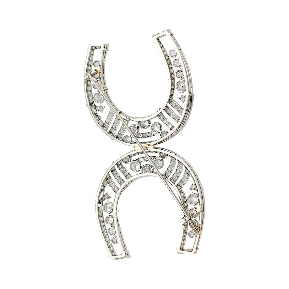Broche "Fers à Cheval" en platine et diamants - Castafiore
