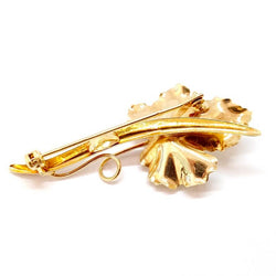 Broche Feuille en or jaune et perle - Castafiore