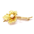 Broche Feuille en or jaune et perle - Castafiore