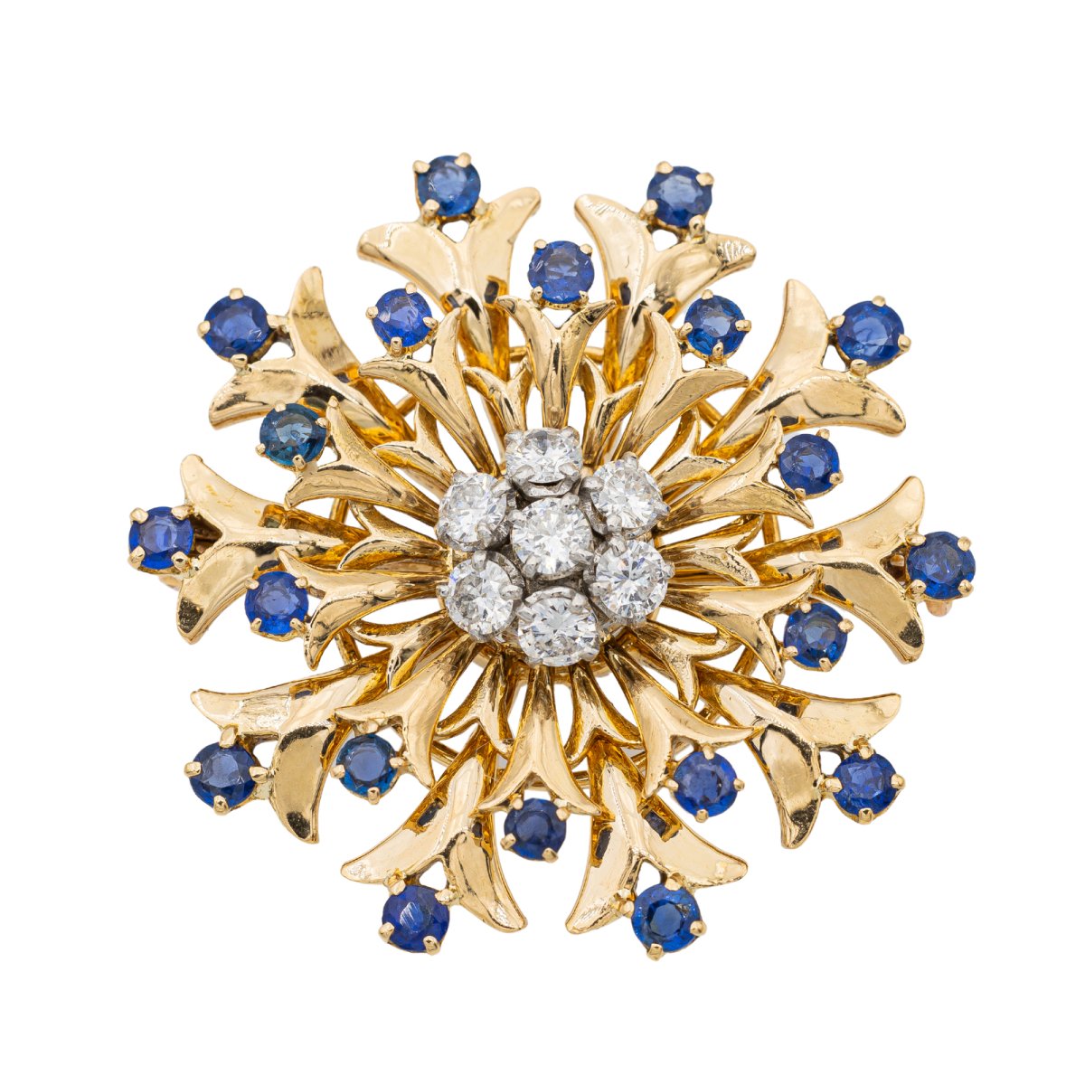 Broche Fleur en or jaune et diamants - Castafiore