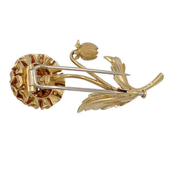 Broche fleur or jaune, pierres de couleur - Castafiore
