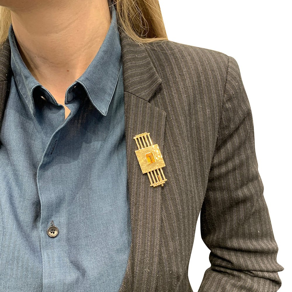 Broche Jean Desprès en or rose et citrine - Castafiore