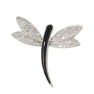 Broche Libellule en or blanc, diamants et onyx - Castafiore