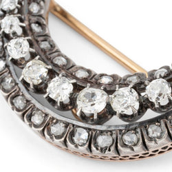 Broche "Lune" en or jaune, argent et diamants - Castafiore