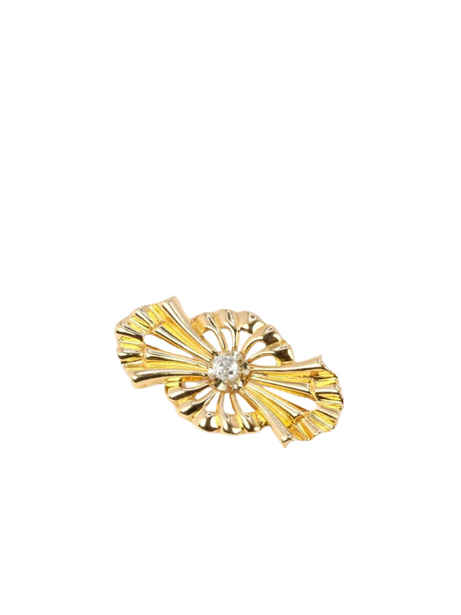 Broche noeud vintage en or et diamant Old mine Cut - Castafiore