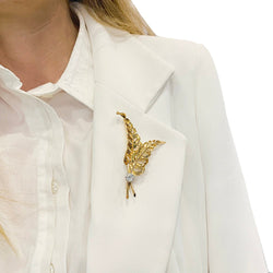 Broche, or rose, platine, diamant - Castafiore