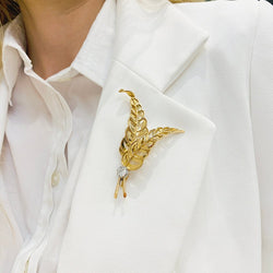 Broche, or rose, platine, diamant - Castafiore