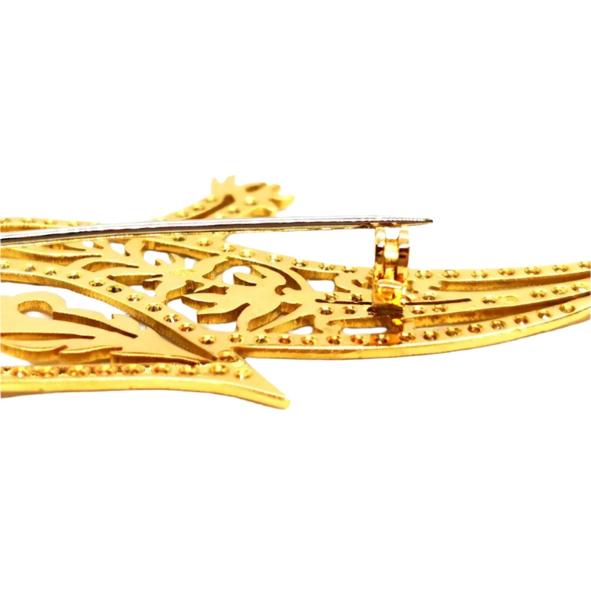 Broche paon en 2 ors, émeraude et diamants - Castafiore