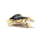 Broche Papillon rubis diamants onyx en or jaune - Castafiore