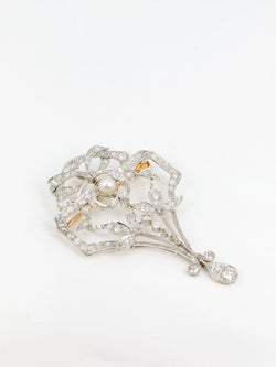Broche Pendentif Belle Epoque en or, platine, perle et diamants - Castafiore