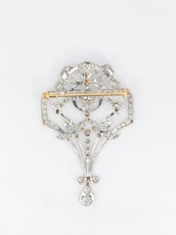 Broche Pendentif Belle Epoque en or, platine, perle et diamants - Castafiore
