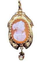 Broche pendentif en or jaune18 carats , camée et perle fine, époque Napoléon III - Castafiore