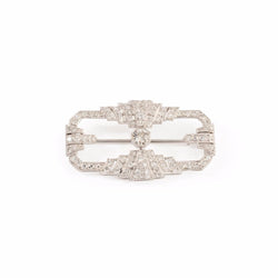 Broche plaque Art déco en or blanc - Castafiore