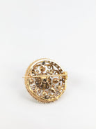 Broche ronde en or, diamants taillés en rose et perles fines - Castafiore