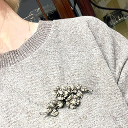 BROCHE S.XIX ÉPOCA ANTIGUA de ORO 18 kts y PLATA con DIAMANTES - Castafiore