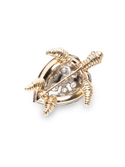 Broche Tortue en or jaune et diamants avec deux saphirs roses - Castafiore