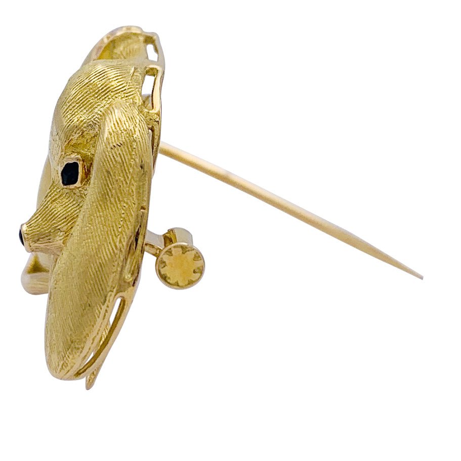 Broche vintage "Teckel", or jaune, diamants - Castafiore