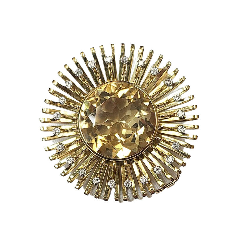 Brooch 18 k Yellow Gold- Sunburst - Castafiore
