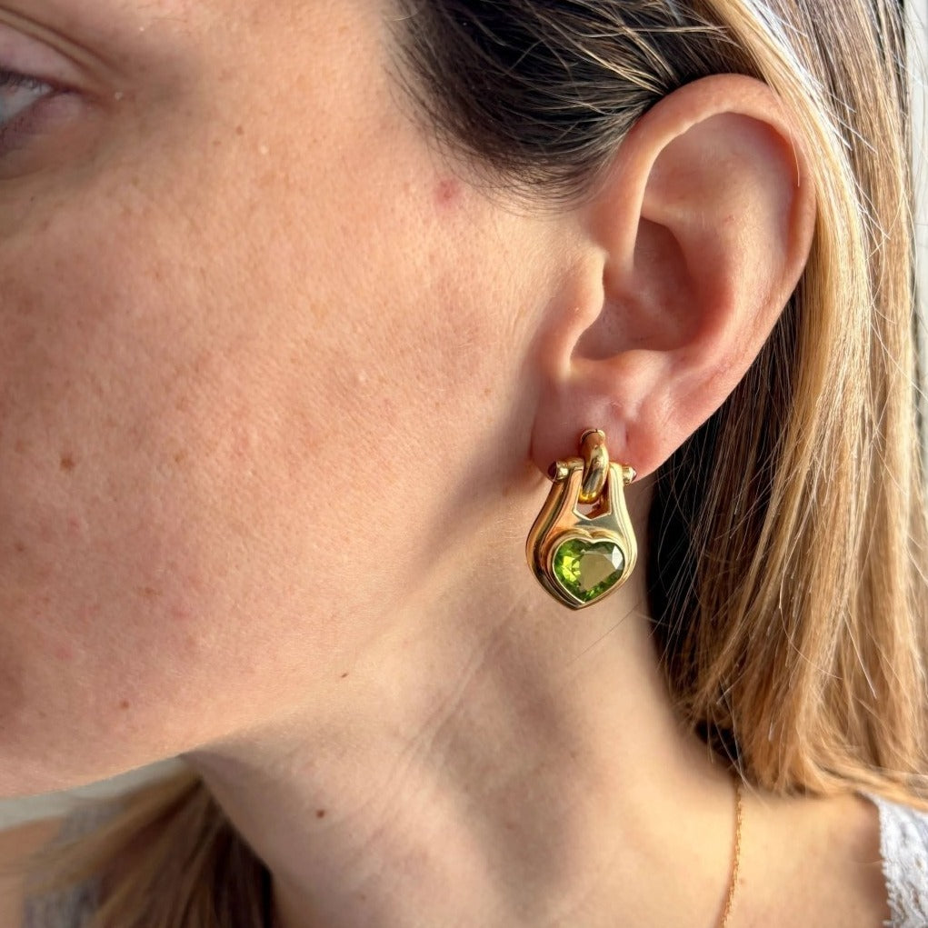 Bulgari Peridot Ruby 18 Karat Yellow Gold Earrings - Castafiore