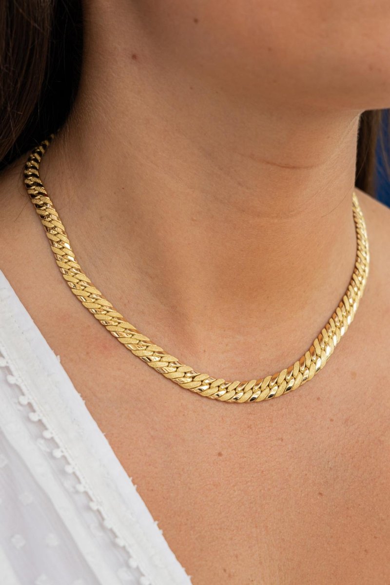 Caplain Saint André Collier Maille anglaise Or jaune Saphir - Castafiore