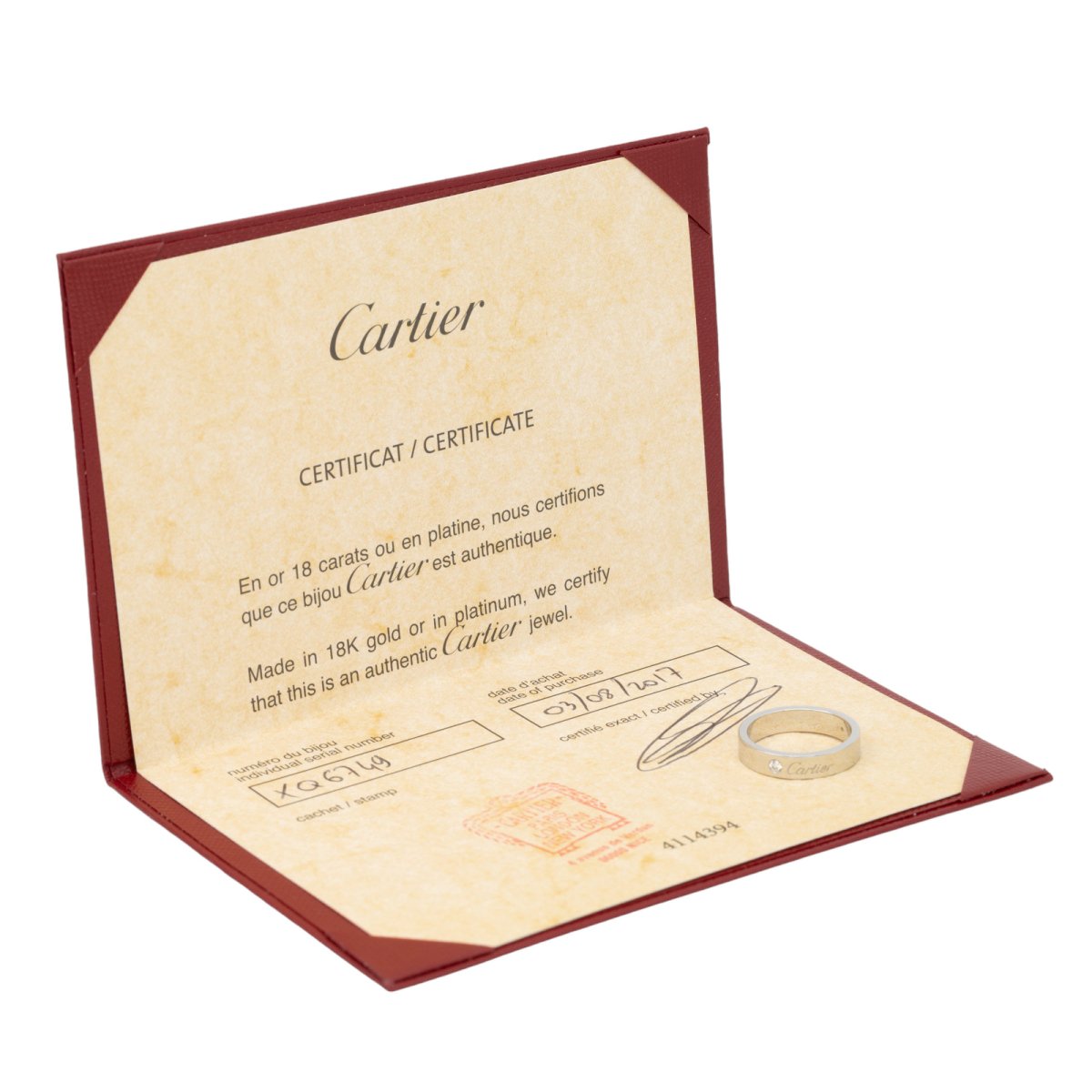 Cartier Bague Alliance Le C Platine Diamant - Castafiore