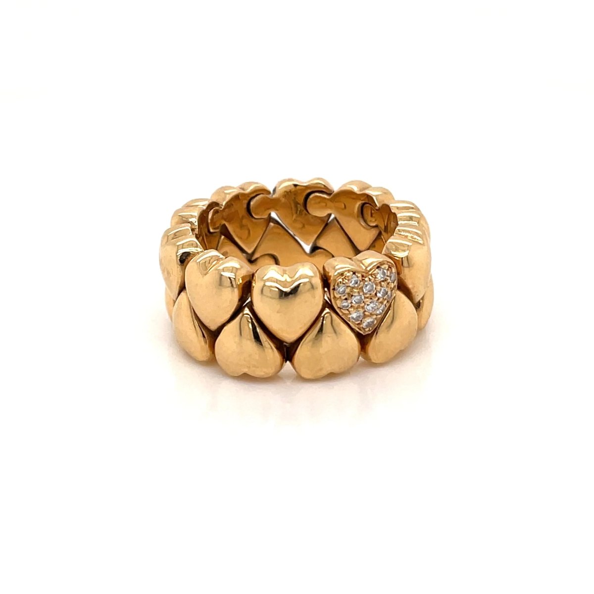 Cartier Diamond Double Coeurs Gold Band Ring - Castafiore