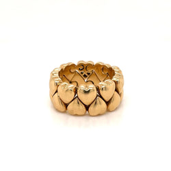 Cartier Diamond Double Coeurs Gold Band Ring - Castafiore