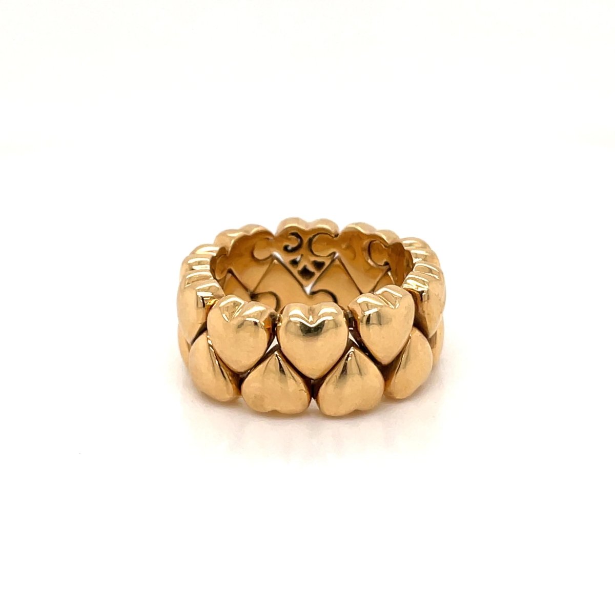 Cartier Diamond Double Coeurs Gold Band Ring - Castafiore