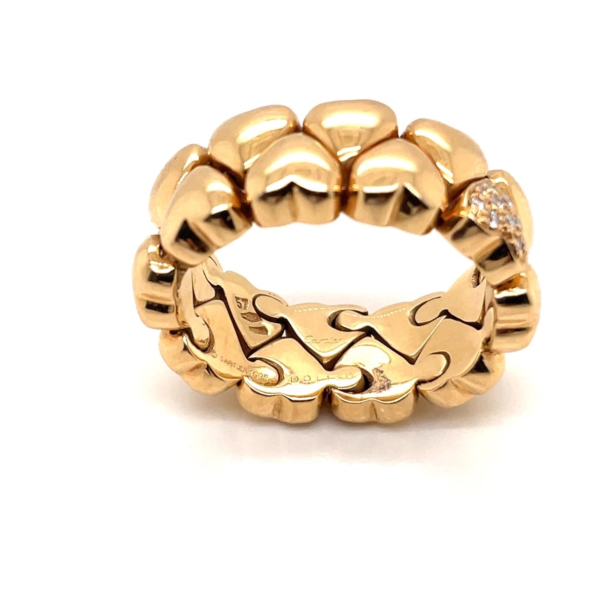 Cartier Diamond Double Coeurs Gold Band Ring - Castafiore