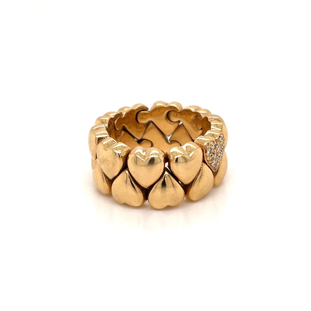Cartier Diamond Double Coeurs Gold Band Ring - Castafiore