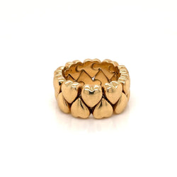 Cartier Diamond Double Coeurs Gold Band Ring - Castafiore