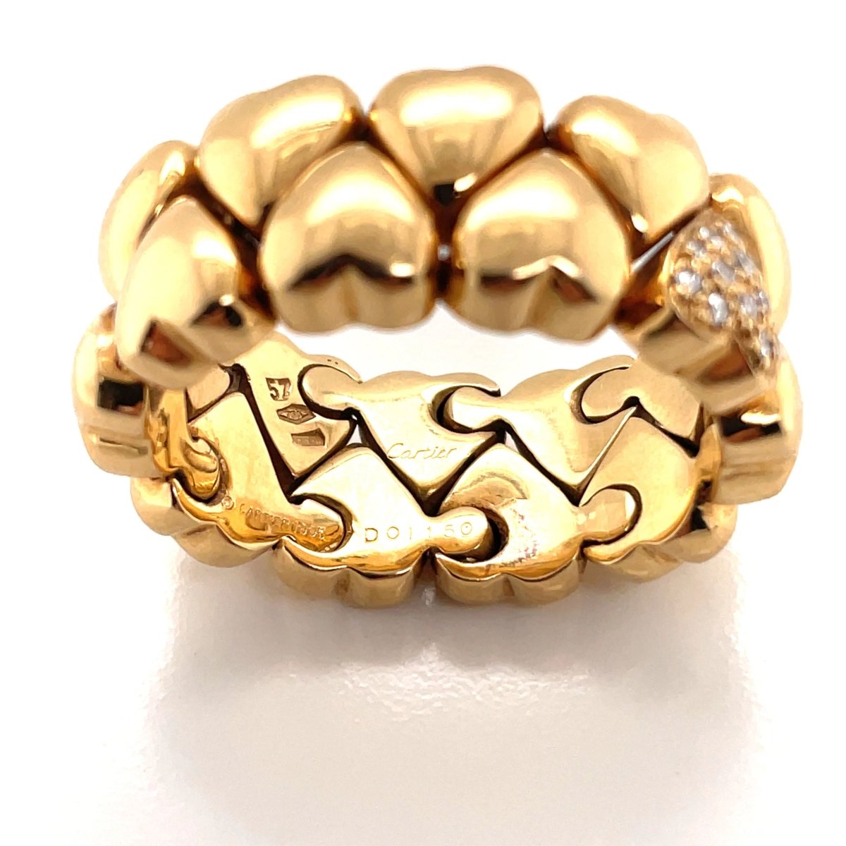 Cartier Diamond Double Coeurs Gold Band Ring - Castafiore
