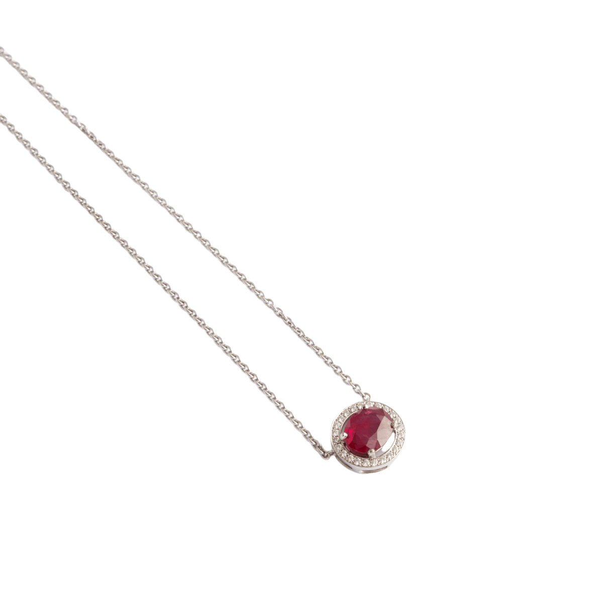 Chaîne en or blanc orné d'un pendentif serti d'un rubis - Castafiore