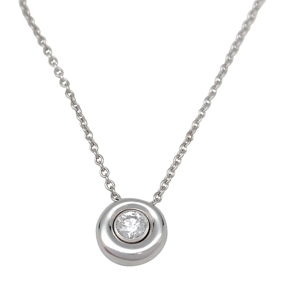 Chaîne et pendentif Chaumet modèle "Anneau" en or blanc, diamant - Castafiore