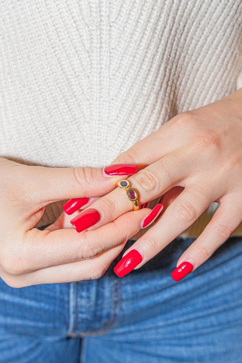 Chaumet Bague Toi et moi en or jaune saphir et rubis - Castafiore