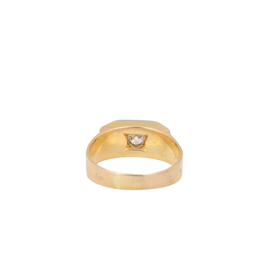 Chevalière Art-Déco en or, platine et diamant taille ancienne 0,4ct - Castafiore