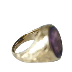 Chevalière intaille héraldique améthyste sur or - Castafiore