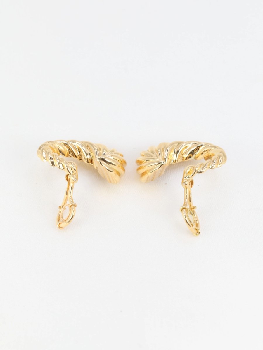 Clips d'oreilles créoles vintage en or jaune - Castafiore