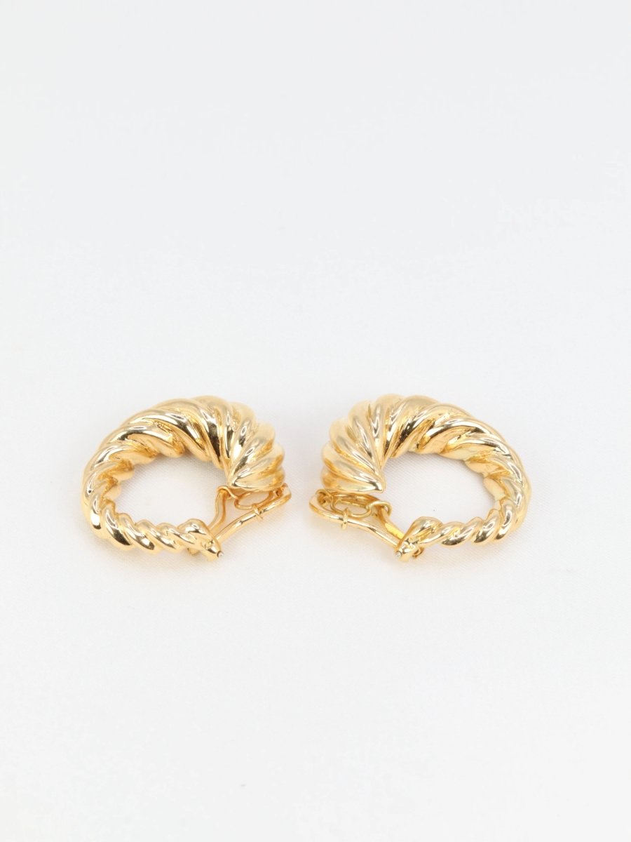 Clips d'oreilles créoles vintage en or jaune - Castafiore