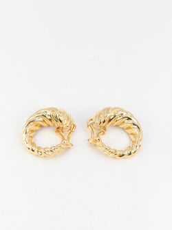 Clips d'oreilles créoles vintage en or jaune - Castafiore