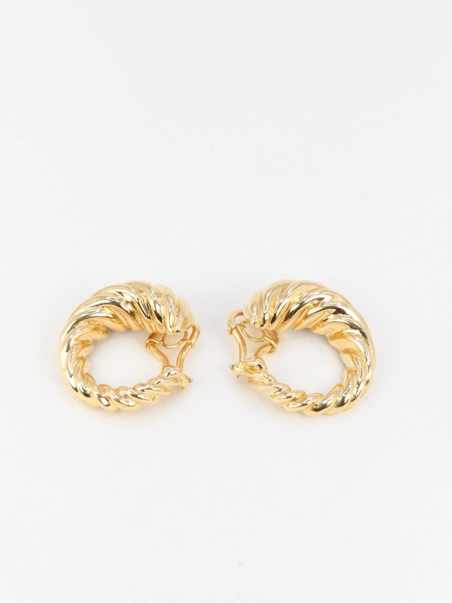 Clips d'oreilles créoles vintage en or jaune - Castafiore