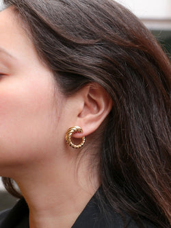 Clips d'oreilles créoles vintage en or jaune - Castafiore