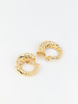 Clips d'oreilles créoles vintage en or jaune - Castafiore