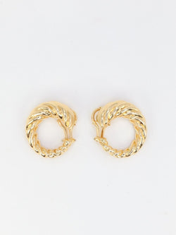 Clips d'oreilles créoles vintage en or jaune - Castafiore