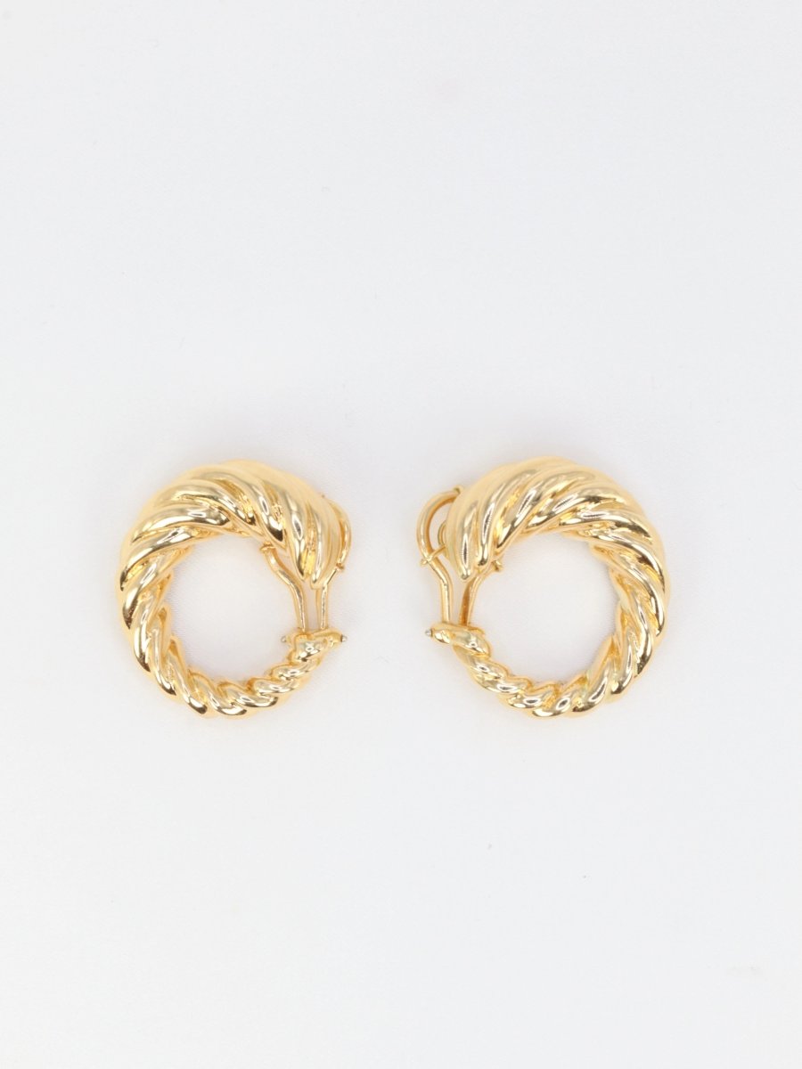 Clips d'oreilles créoles vintage en or jaune - Castafiore