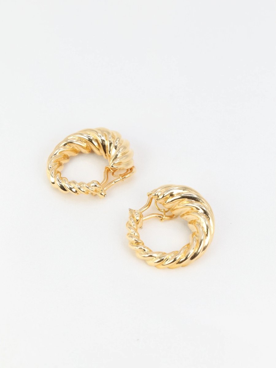 Clips d'oreilles créoles vintage en or jaune - Castafiore