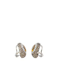 Clips d’oreilles vintage en or, citrines, diamants blancs et champagne - Castafiore